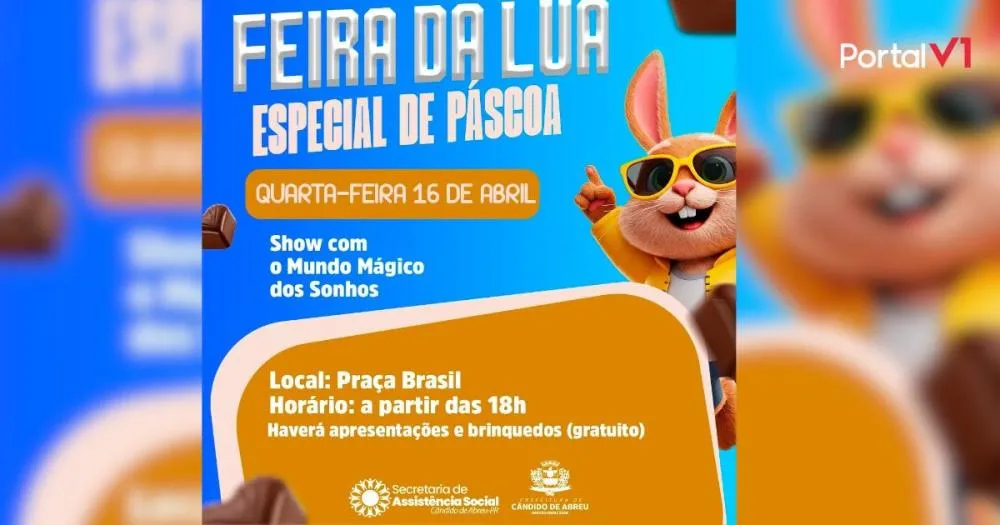 Cândido de Abreu: Feira da Lua Especial de Páscoa agita a Praça Brasil nesta quarta-feira