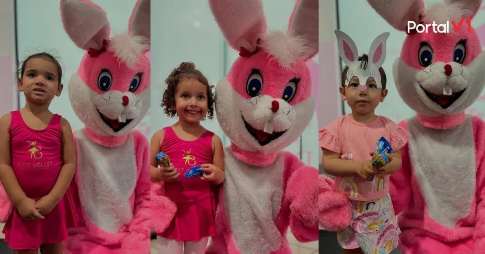 Petit Ballet em São João do Ivaí: Visita do Coelhinho da Páscoa encanta alunas