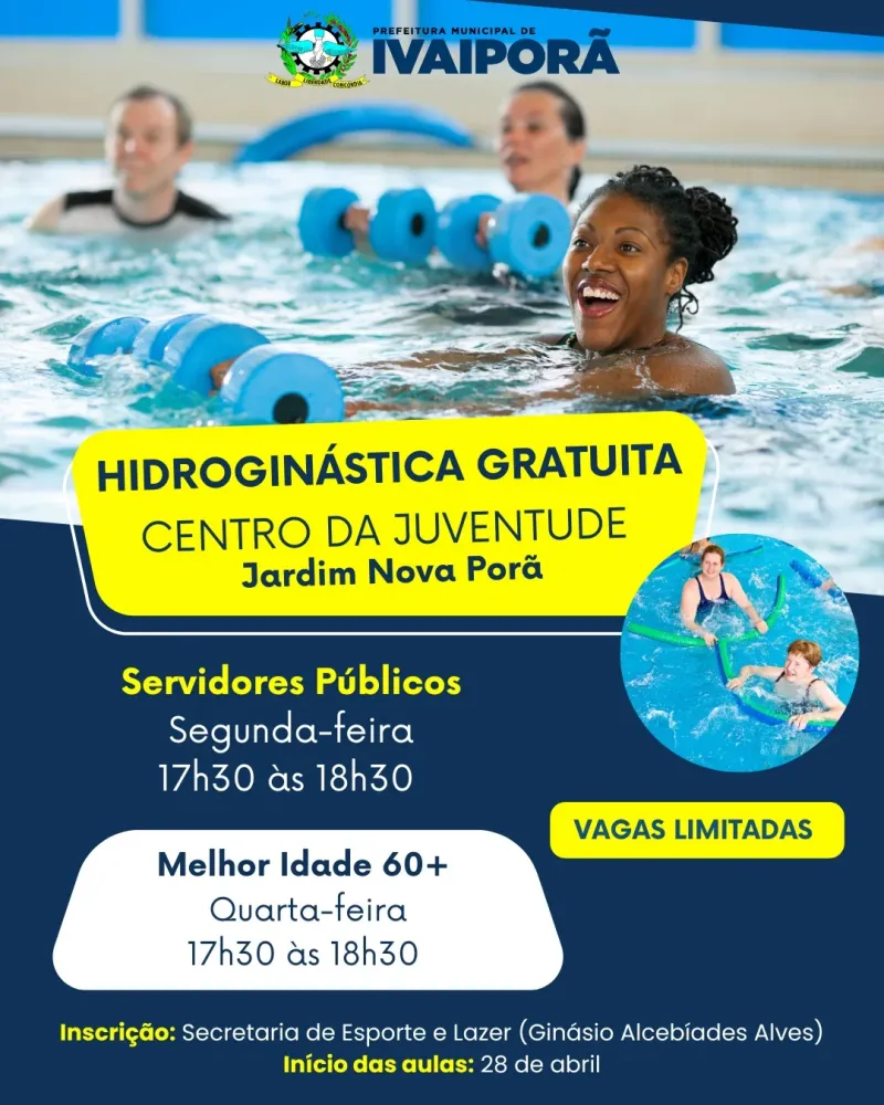 Ivaiporã oferece aulas gratuitas de hidroginástica para servidores públicos e idosos