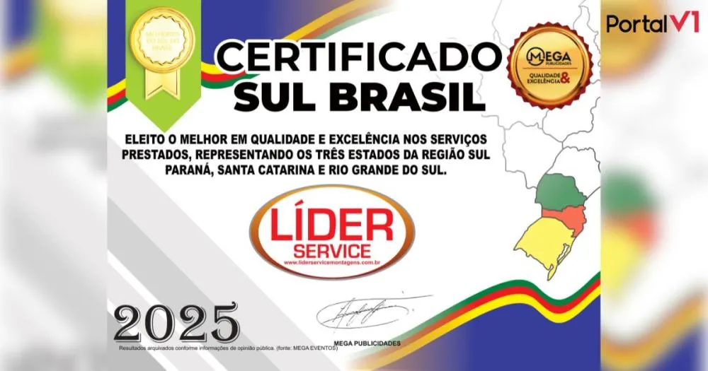 Líder Service é Reconhecida com o Certificado Sul Brasil por Excelência em Serviços Prestados