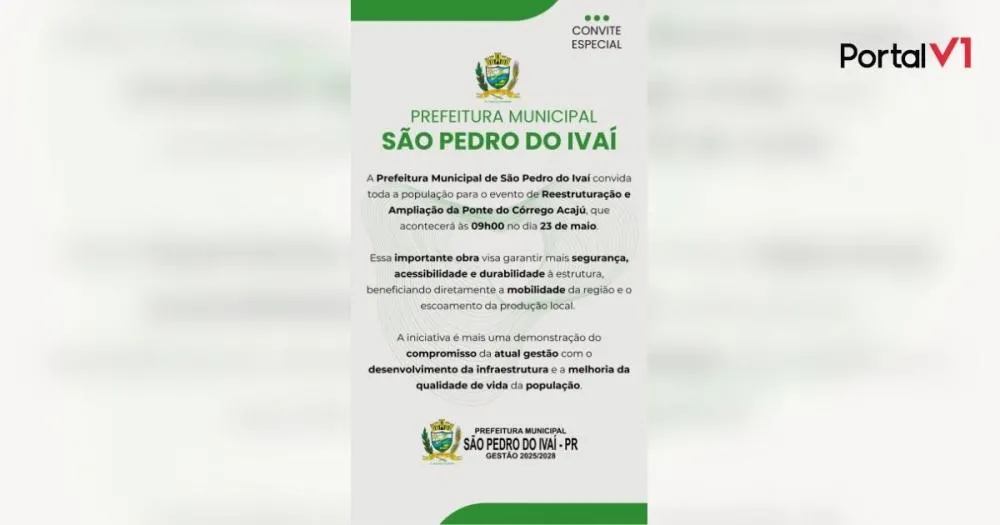 Prefeitura de São Pedro do Ivaí realiza evento de reestruturação e ampliação da ponte do Córrego Acajú