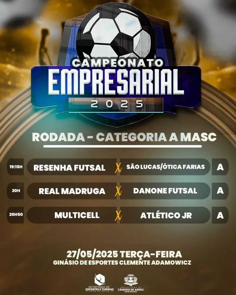 Campeonato Empresarial 2025 promete noite de grandes jogos em Cândido de Abreu