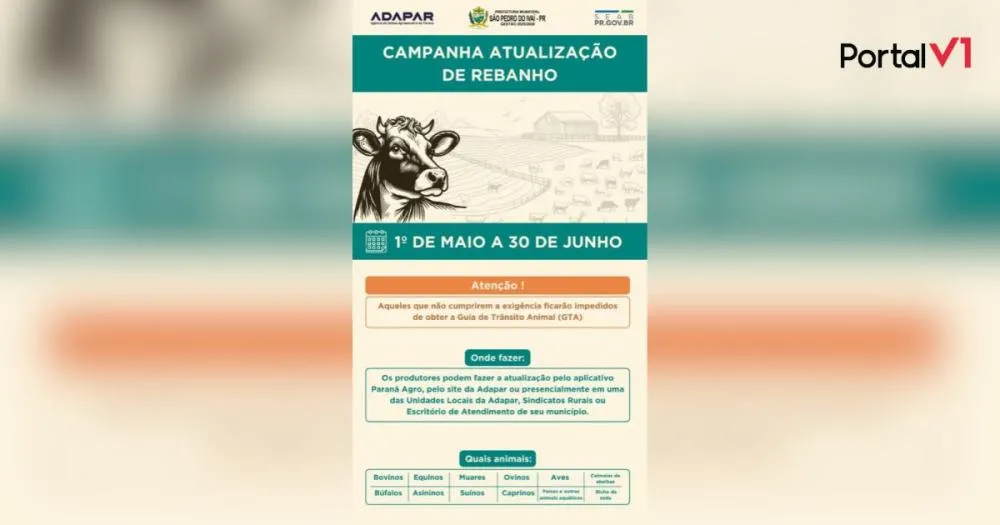 Prefeitura de São Pedro do Ivaí reforça campanha para atualização de rebanhos no Paraná