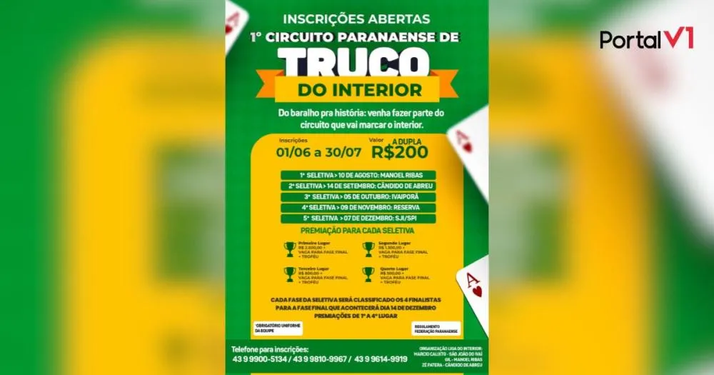 1º Circuito Paranaense de Truco do Interior Promete Agitar as Cidades com Premiações e Emoção