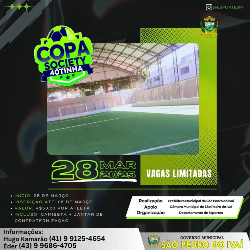 Copa Society Quarentinha abre inscrições para veteranos do esporte em São Pedro do Ivaí