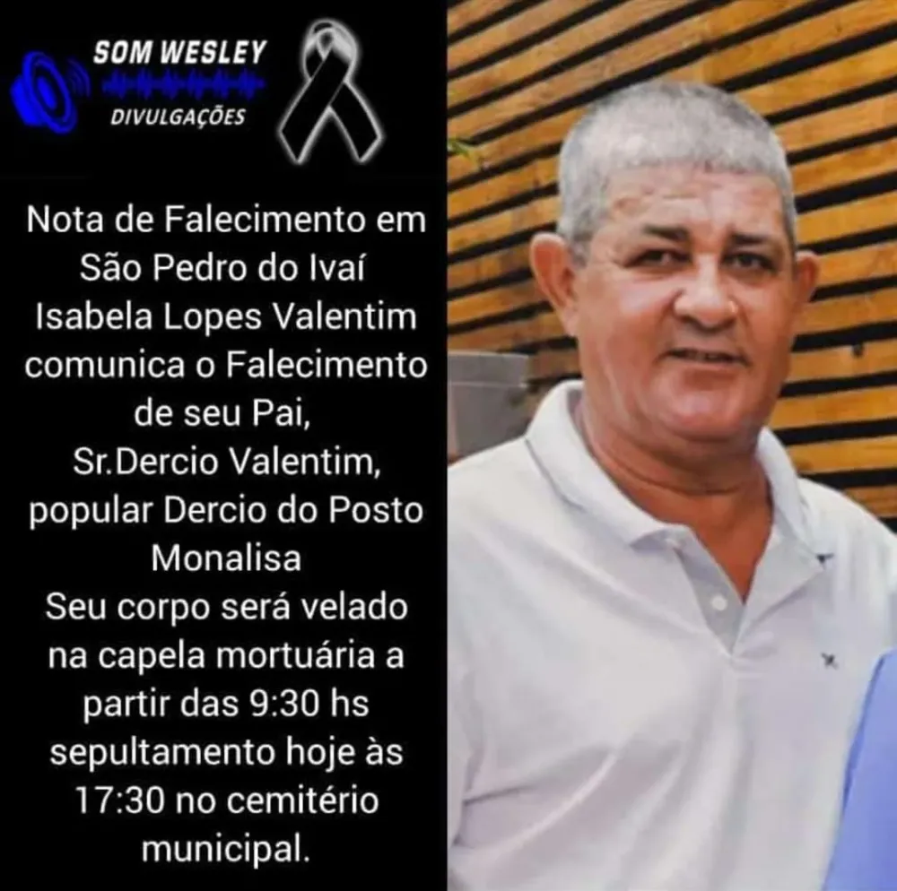 Nota de Falecimento - São Pedro do Ivaí