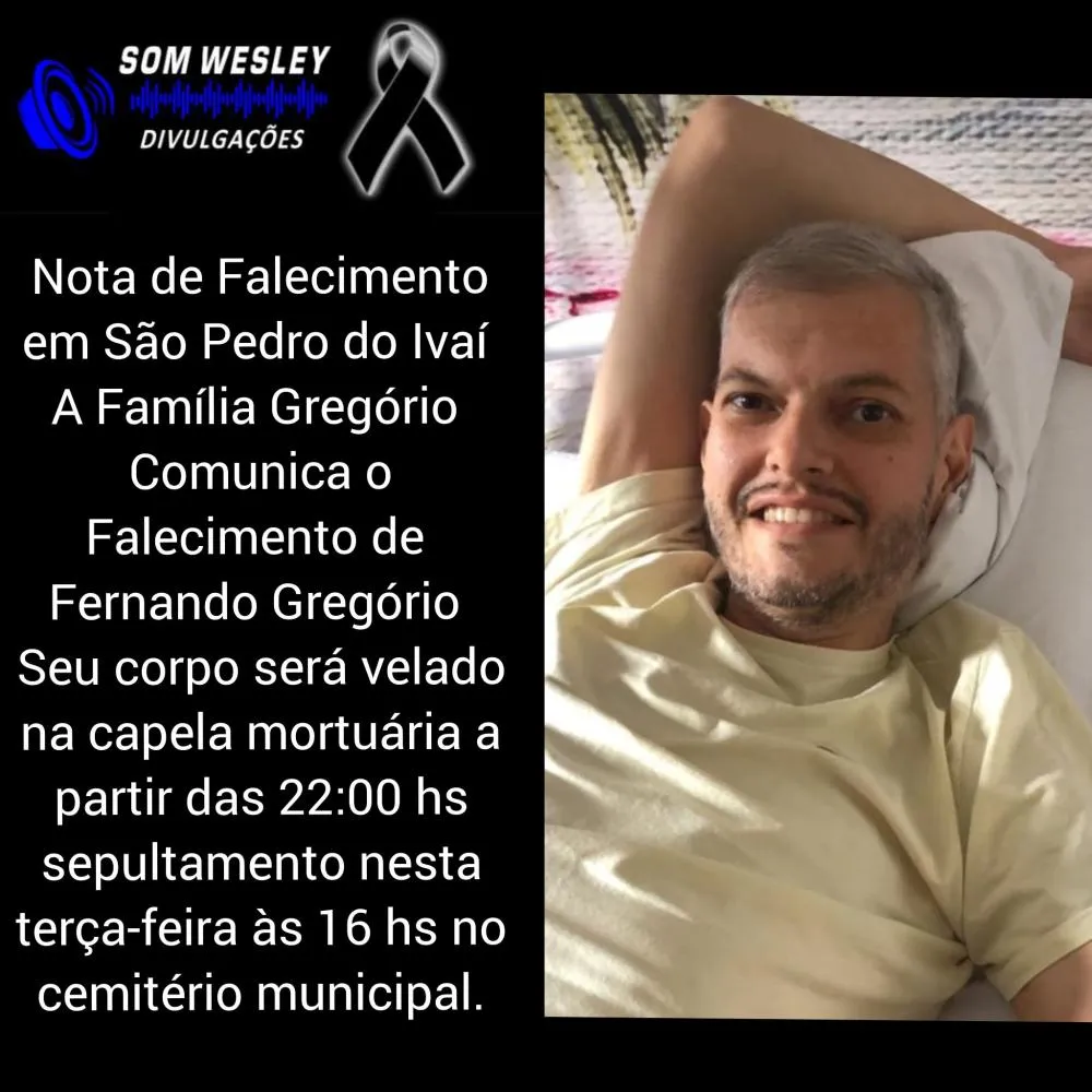 Falecimento de Fernando Gregório em São Pedro do Ivaí