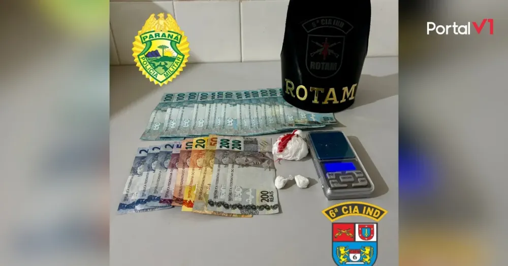 ROTAM prende dupla com cocaína, dinheiro e balança de precisão em Ivaiporã
