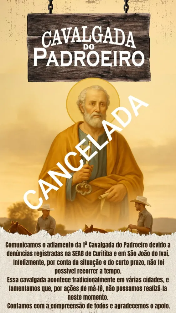 Cavalgada do Padroeiro em São Pedro do Ivaí é cancelada por questões burocráticas