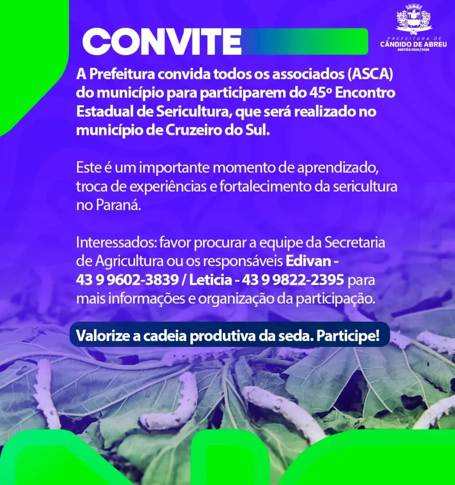 Cândido de Abreu mobiliza associados da ASCA para encontro estadual da sericultura