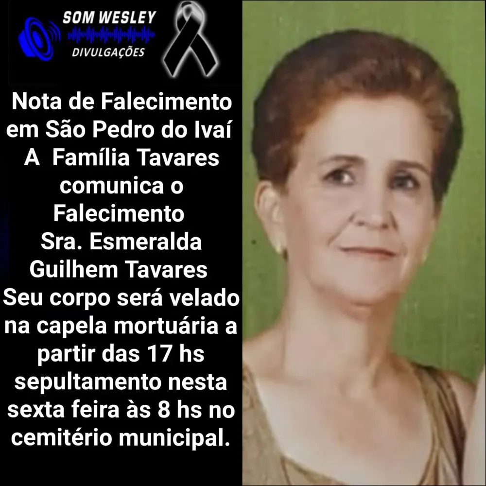 Nota de Falecimento em São Pedro do Ivaí 03/07