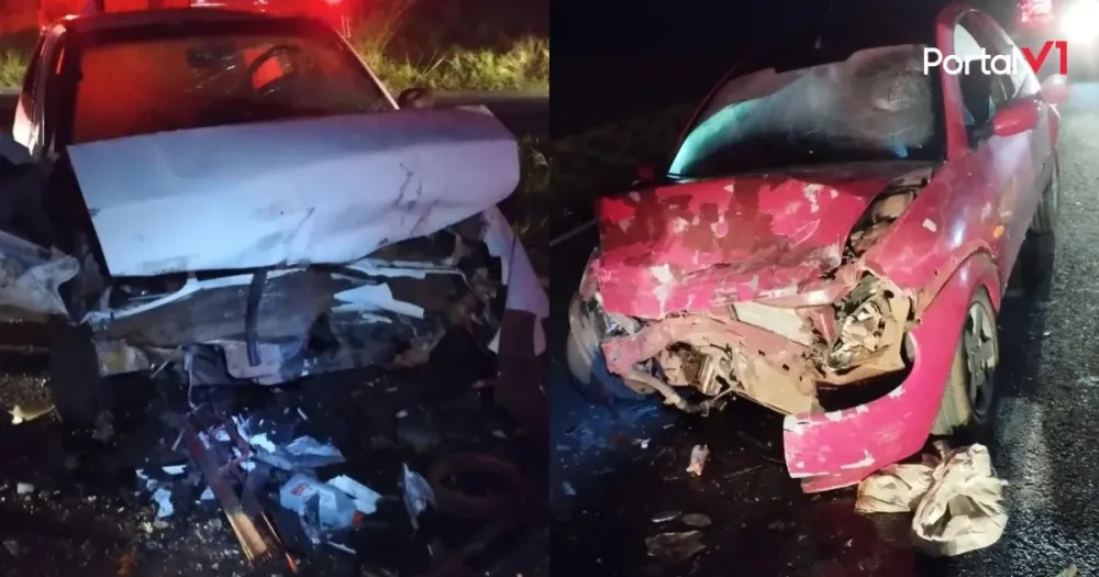 Colisão frontal deixa dois feridos na BR-376 entre Jandaia e Mandaguari