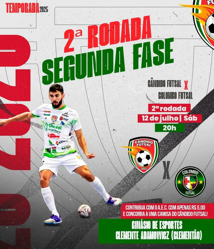 Cândido Futsal enfrenta Colombo neste sábado com estreia de novo reforço