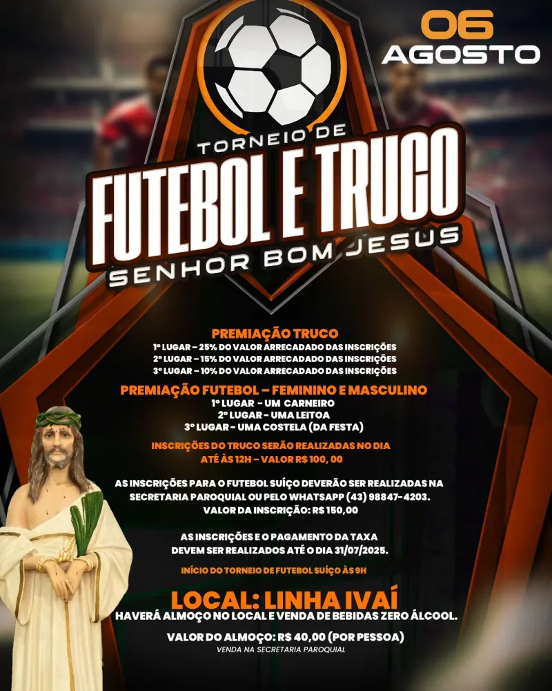 Cândido de Abreu realiza Torneio de Futebol e Truco em Linha Ivaí no dia 6 de agosto