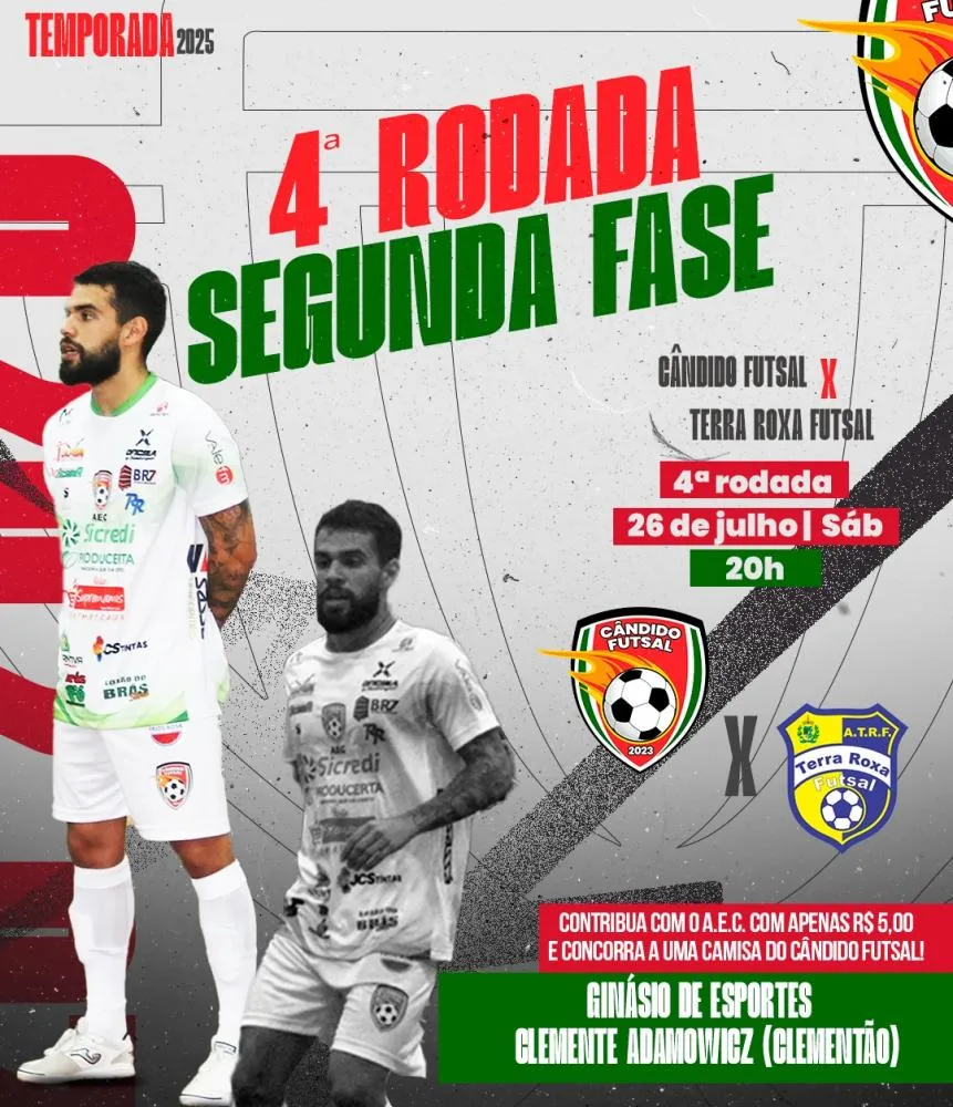 Cândido Futsal enfrenta Terra Roxa em jogo decisivo da segunda fase da Série Bronze