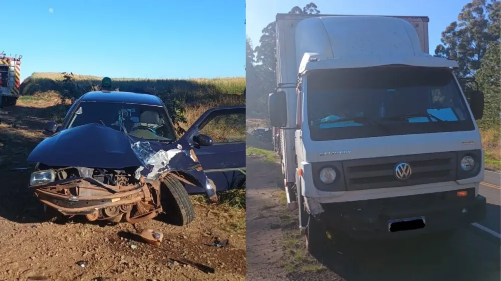 Colisão entre carro e caminhão deixa dois feridos em Faxinal