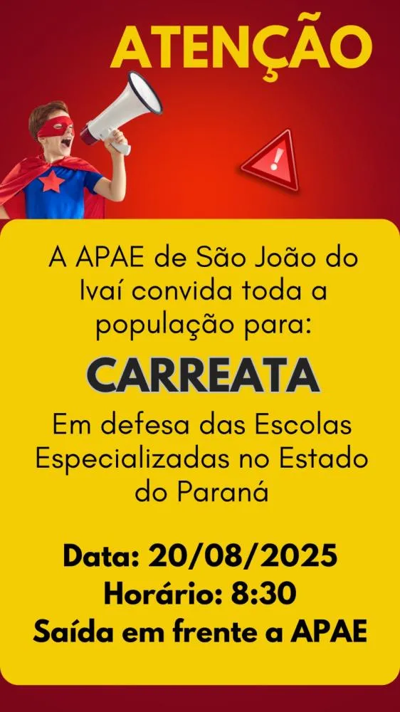 APAE de São João do Ivaí promove carreata em defesa das Escolas Especializadas