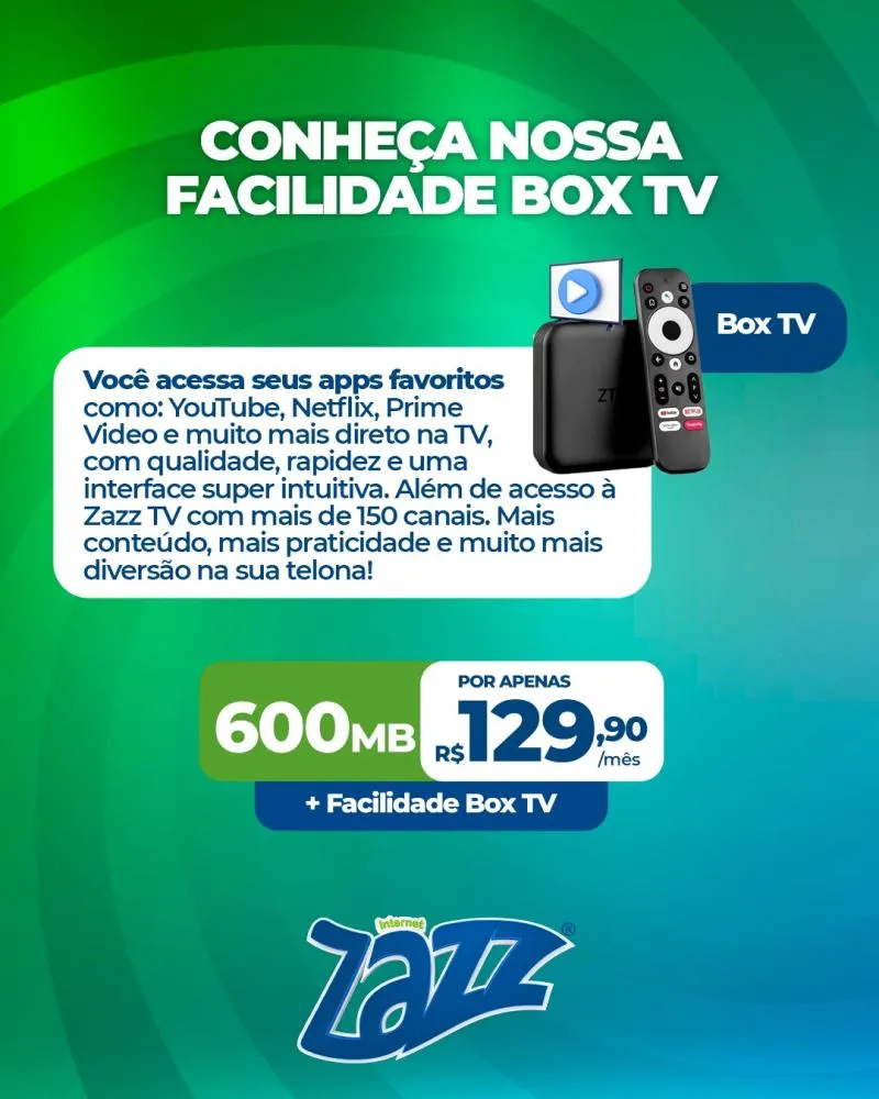 Transforme sua TV em um mundo de entretenimento na Zazz Internet
