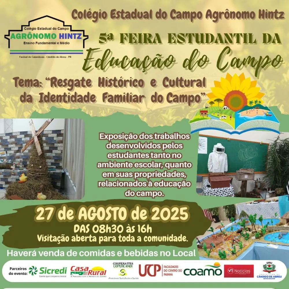5ª Feira Estudantil da Educação do Campo acontece hoje em Cândido de Abreu