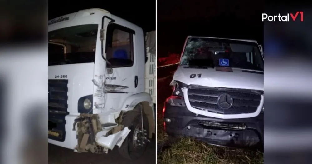 Colisão entre van e caminhão deixa cinco pessoas feridas em Cândido de Abreu