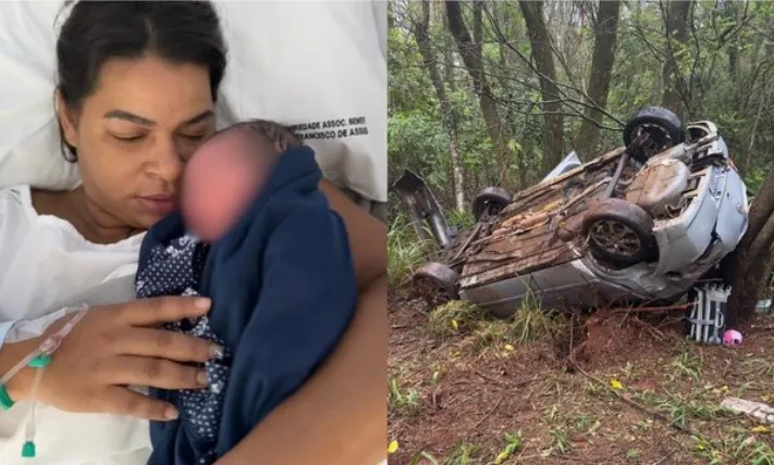 Mãe que sofreu acidente a caminho da maternidade dá à luz bebê saudável no noroeste do Paraná