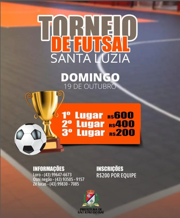 Santa Luzia se prepara para Torneio de Futsal neste domingo, em São João do Ivaí