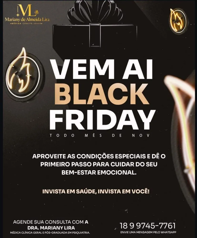 Black Friday da Saúde: Dra. Mariany Lira anuncia condições especiais durante todo o mês de novembro