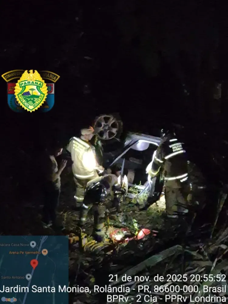 Capivara provoca acidente na PR-986 e deixa quatro feridos em Rolândia