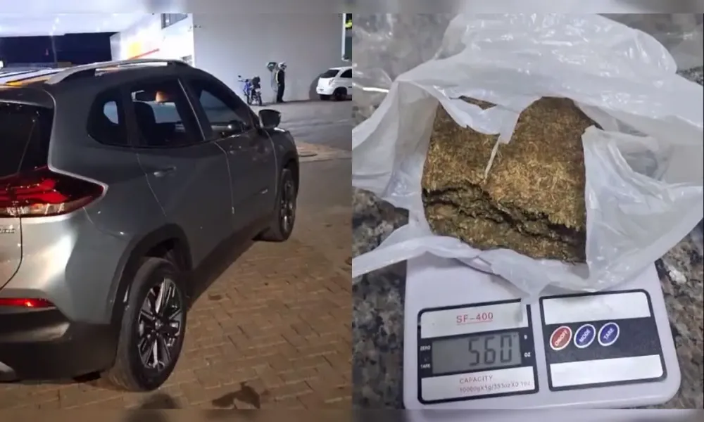 Rocam prende suspeito com carro furtado e meio quilo de maconha em Apucarana
