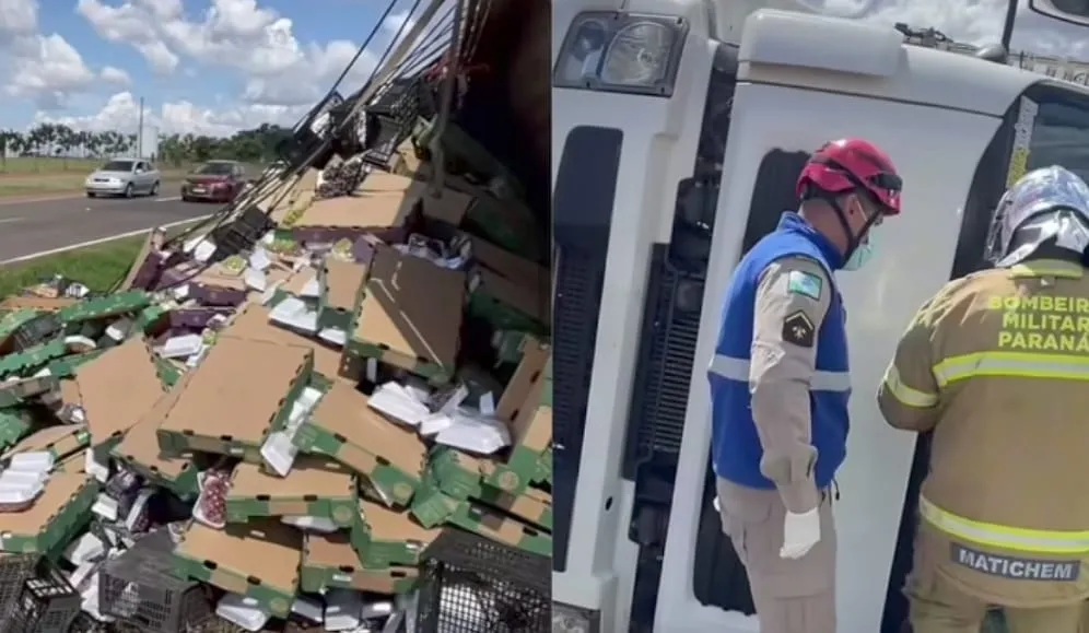 Tombamento mobiliza equipes e interdita parcialmente rodovia entre Mandaguari e Jandaia