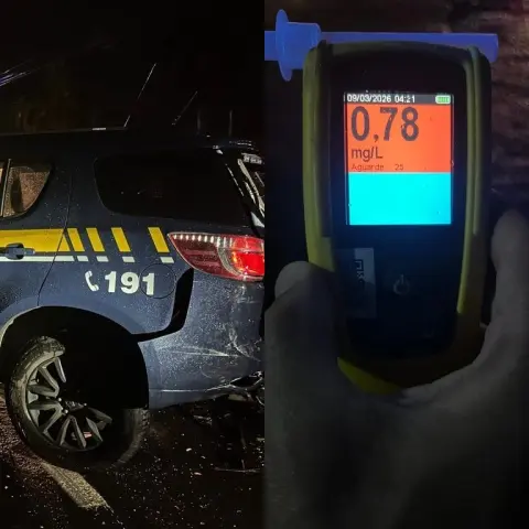 Motorista embriagado invade área de acidente com morte e bate em viatura da PRF na BR-376