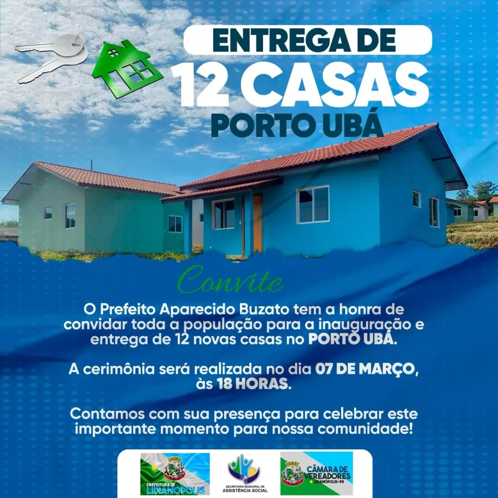 Lidianópolis entrega 12 novas moradias em Porto Ubá e anuncia mais projetos habitacionais