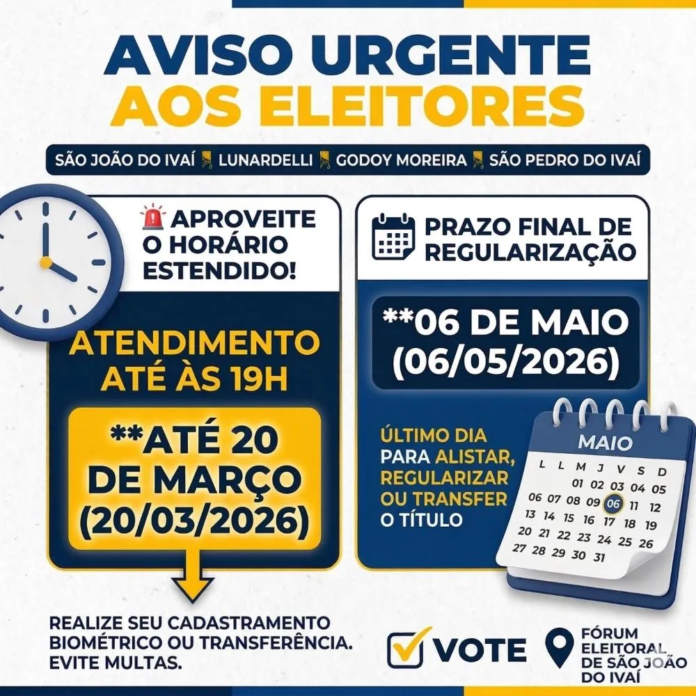 Eleitores têm prazo para regularizar título e fazer biometria na região; atendimento tem horário estendido