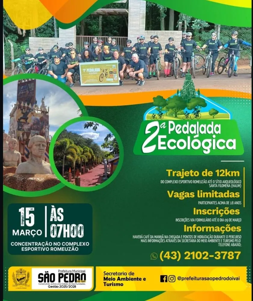 2ª Pedalada Ecológica movimenta São Pedro do Ivaí e inscrições seguem abertas por tempo limitado