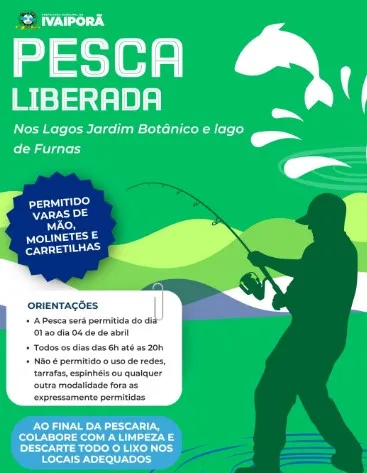 Pesca será liberada por tempo limitado em Ivaiporã; veja datas, regras e locais autorizados