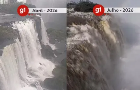 Vazão das Cataratas do Iguaçu atinge seis vezes o normal e passarela é fechada por segurança