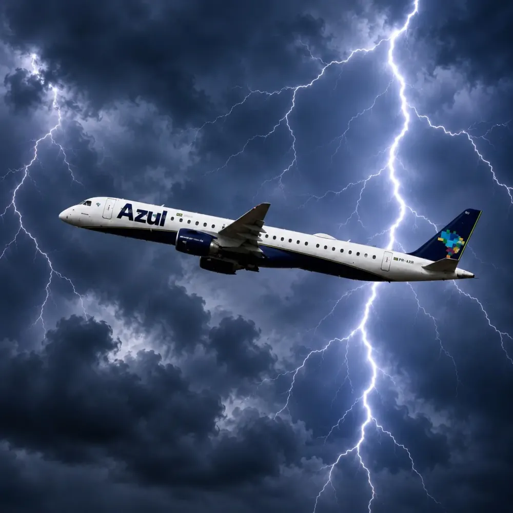 Voo da Azul entre Foz do Iguaçu e São Paulo enfrenta forte turbulência, raio e é desviado para Campinas