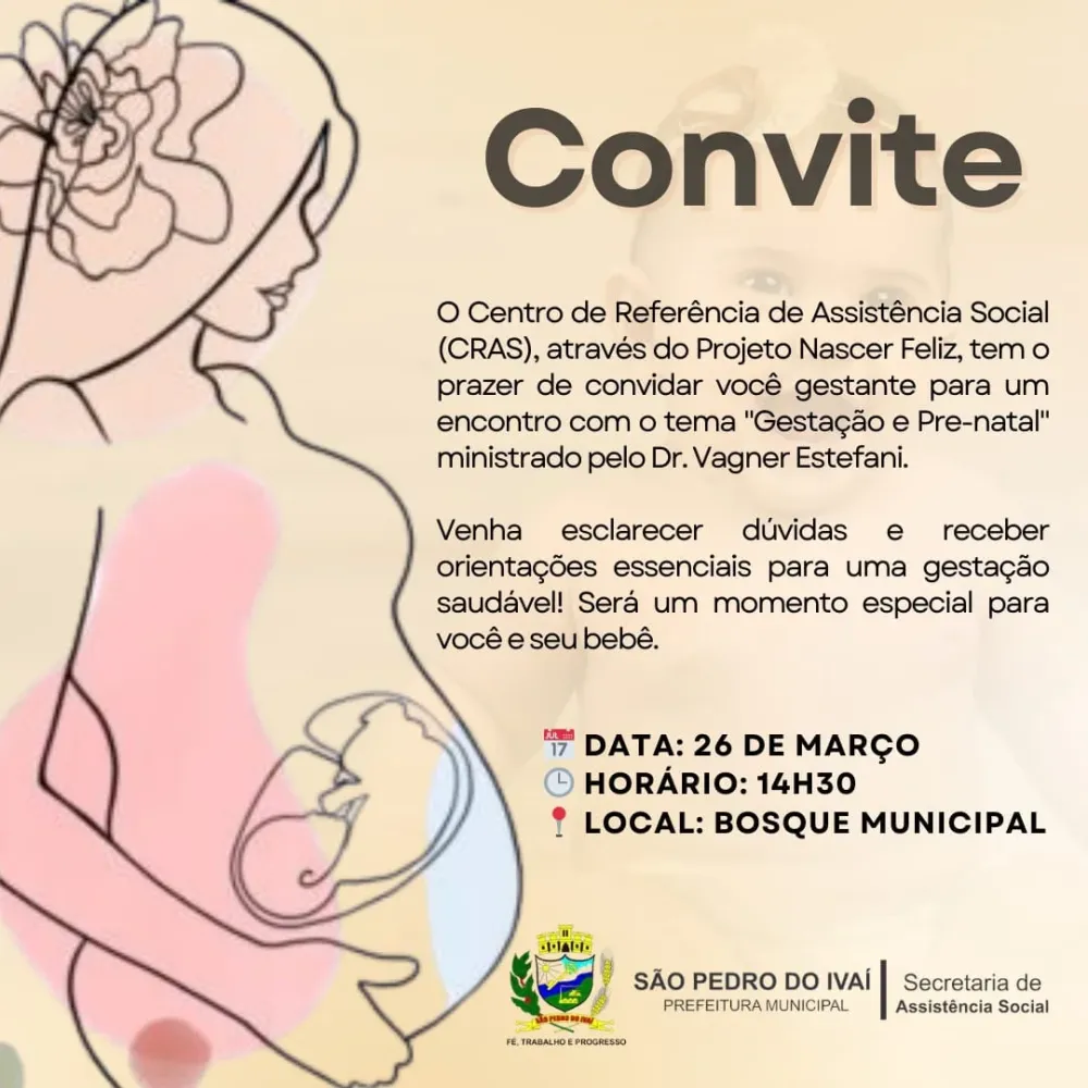 Encontro para gestantes acontece hoje em São Pedro do Ivaí