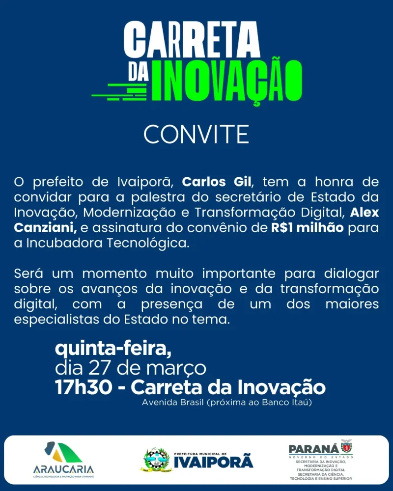 Prefeito Carlos Gil convida para palestra sobre Inovação e Transformação Digital
