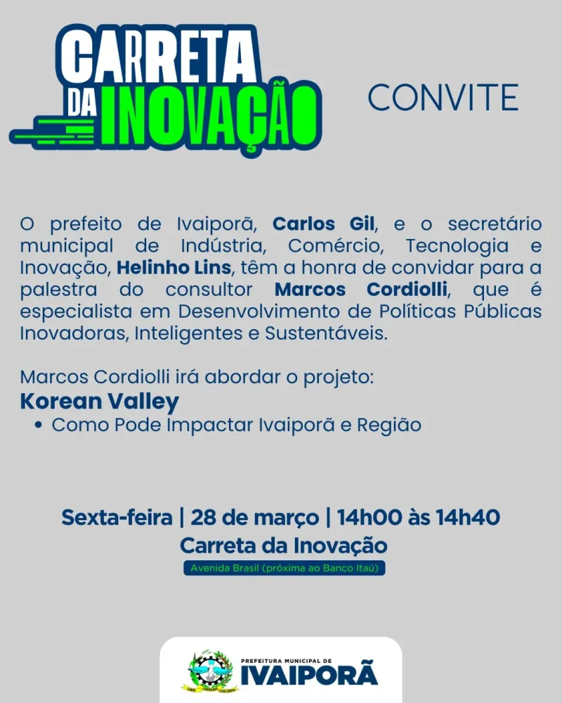 Prefeito de Ivaiporã Convida para Palestra sobre Inovação e Desenvolvimento