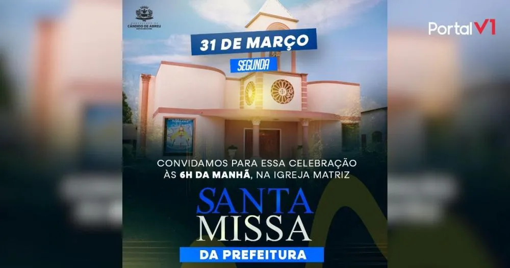 Prefeitura de Cândido de Abreu faz convite para a Santa Missa