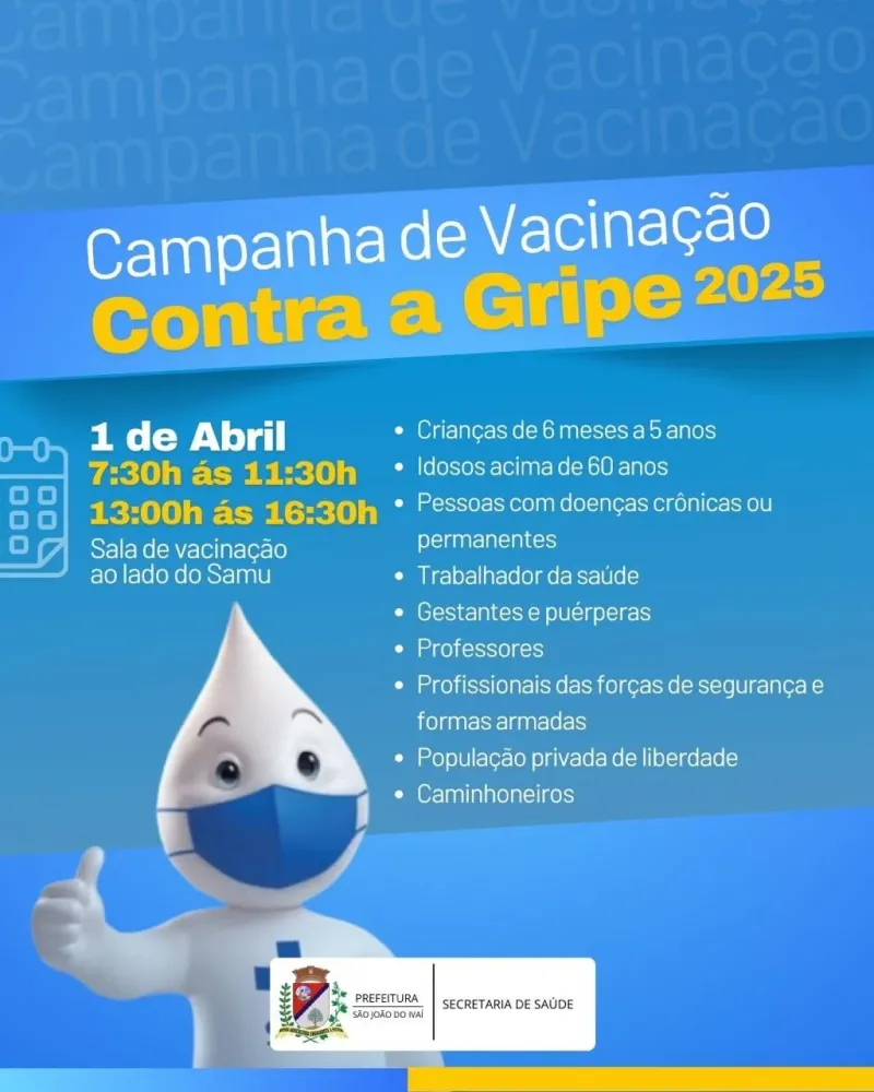 Vacinação contra a gripe 2025 tem início em abril em São João do Ivaí