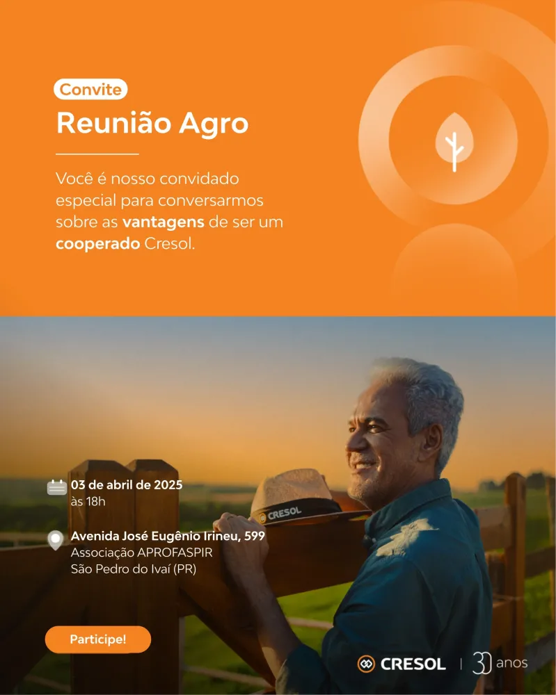 Convite para Reunião Agro da Cresol em São Pedro do Ivaí