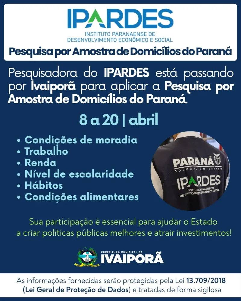 IPARDES inicia coleta de dados em Ivaiporã para pesquisa estadual